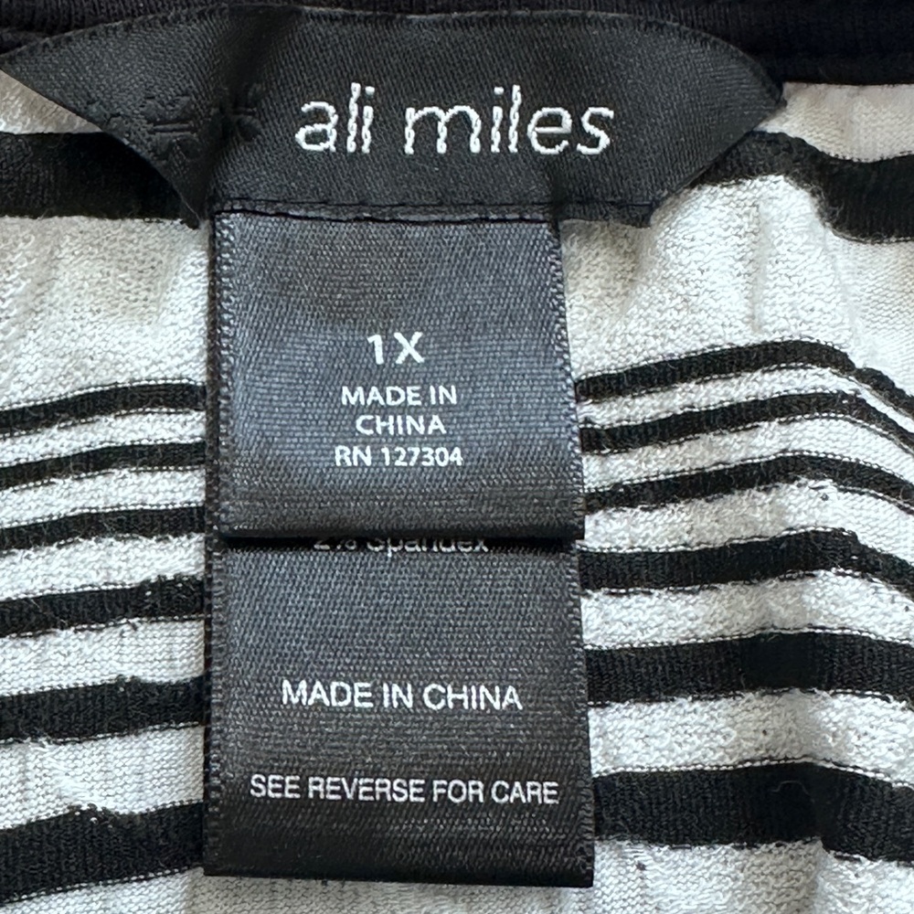 Ali Miles 1X Stripe Tunic Top – Artsy Lagenlook Minimalist Asymmetrical Abstract - Picture 6 of 8